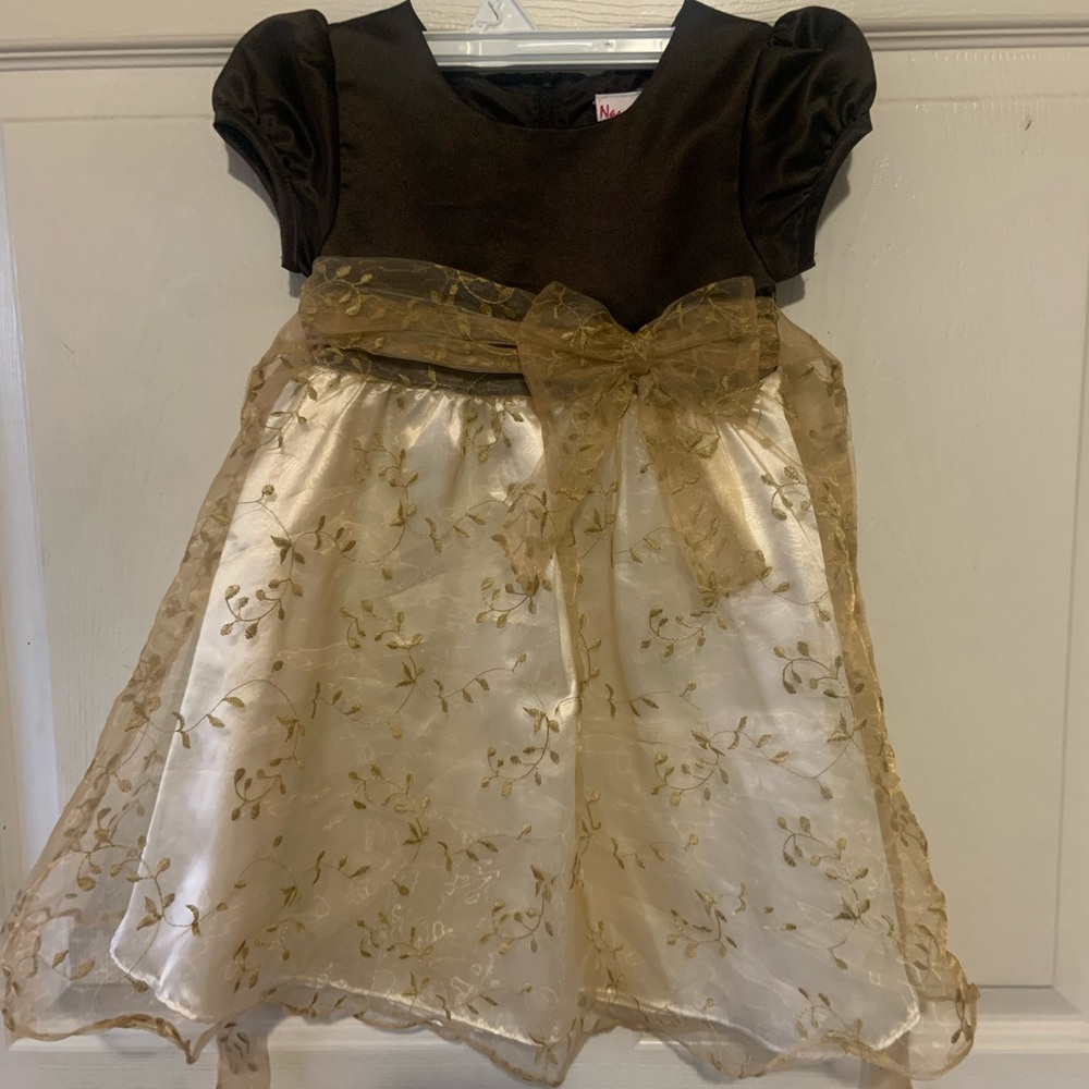 Nannette Black and Gold Formal Kids Dress